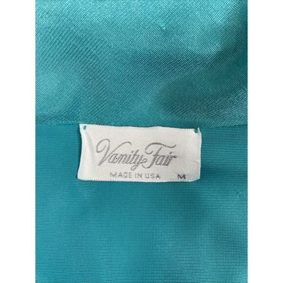 Vintage Vanity Fair Robe Womens Medium Teal Blue Nylon Button Down Sleepwear USA - Picture 4 of 11